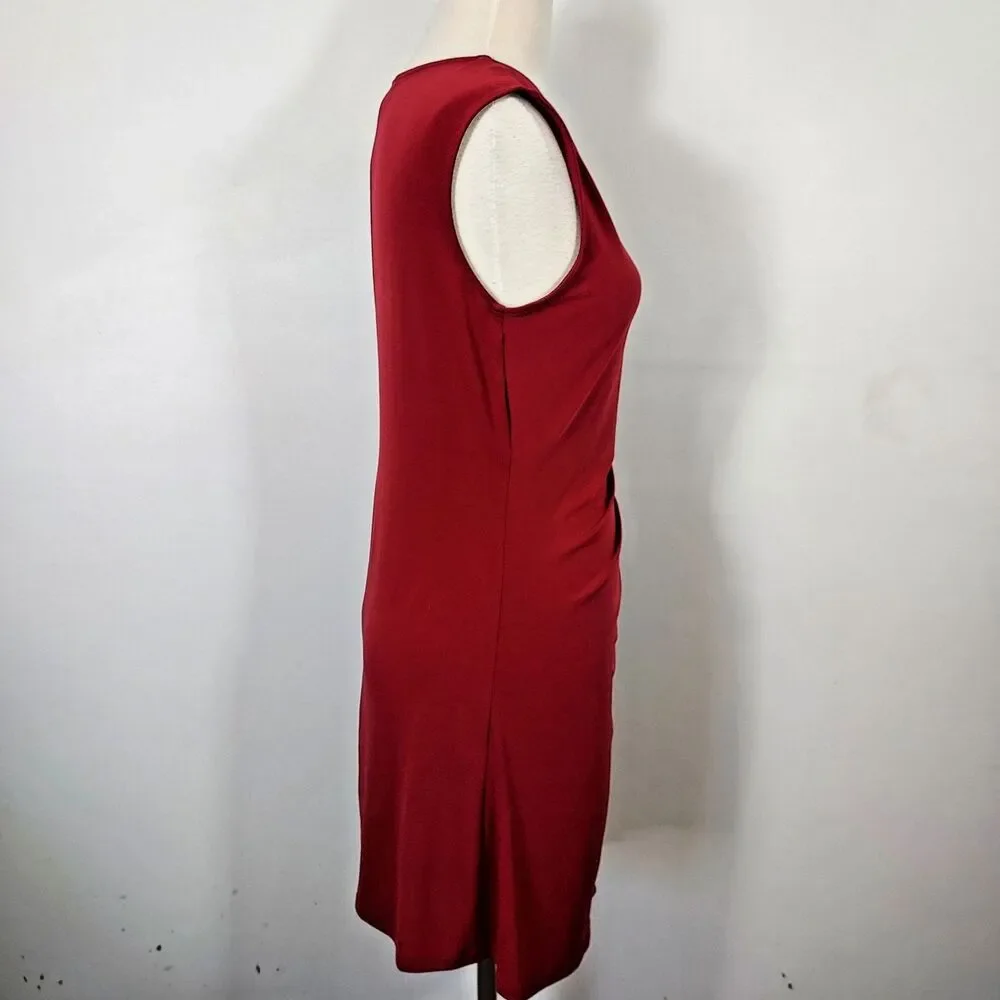 MICHAEL Michael Kors Dress Red Sleeveless Asymmetrical Ruched Womens Size 12P